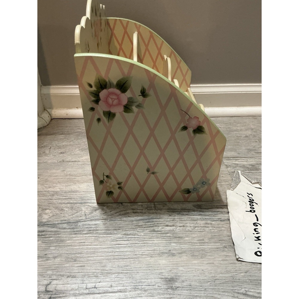 PFALTZGRAFF TEA ROSE KITCHEN DESK LETTER BILL WOOD ORGANIZER COLLECTOR ITEM - Picture 6 of 16